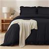 Utopia Bedding Copripiumino a Volant 3 pezzi Una Piazza e Mezza - Microfibra Copripiumino 200x200cm + Federe 50x75cm - Nero