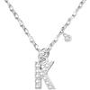 GUOYU 26 Collana Iniziale Lettera di Compleanno da Donne Ragazze, Collana con Lettera in Zirconi d'Argento Ciondolo, Personalizzazione Idee Regalo di Compleanno Celebrazione (K)