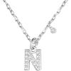 GUOYU 26 Collana Iniziale Lettera di Compleanno da Donne Ragazze, Collana con Lettera in Zirconi d'Argento Ciondolo, Personalizzazione Idee Regalo di Compleanno Celebrazione (N)