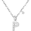 GUOYU 26 Collana Iniziale Lettera di Compleanno da Donne Ragazze, Collana con Lettera in Zirconi d'Argento Ciondolo, Personalizzazione Idee Regalo di Compleanno Celebrazione (P)