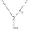 GUOYU 26 Collana Iniziale Lettera di Compleanno da Donne Ragazze, Collana con Lettera in Zirconi d'Argento Ciondolo, Personalizzazione Idee Regalo di Compleanno Celebrazione (L)