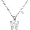 GUOYU 26 Collana Iniziale Lettera di Compleanno da Donne Ragazze, Collana con Lettera in Zirconi d'Argento Ciondolo, Personalizzazione Idee Regalo di Compleanno Celebrazione (W)