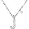 GUOYU 26 Collana Iniziale Lettera di Compleanno da Donne Ragazze, Collana con Lettera in Zirconi d'Argento Ciondolo, Personalizzazione Idee Regalo di Compleanno Celebrazione (J)