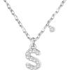 GUOYU 26 Collana Iniziale Lettera di Compleanno da Donne Ragazze, Collana con Lettera in Zirconi d'Argento Ciondolo, Personalizzazione Idee Regalo di Compleanno Celebrazione (S)