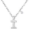 GUOYU 26 Collana Iniziale Lettera di Compleanno da Donne Ragazze, Collana con Lettera in Zirconi d'Argento Ciondolo, Personalizzazione Idee Regalo di Compleanno Celebrazione (I)