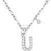 GUOYU 26 Collana Iniziale Lettera di Compleanno da Donne Ragazze, Collana con Lettera in Zirconi d'Argento Ciondolo, Personalizzazione Idee Regalo di Compleanno Celebrazione (U)