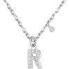GUOYU 26 Collana Iniziale Lettera di Compleanno da Donne Ragazze, Collana con Lettera in Zirconi d'Argento Ciondolo, Personalizzazione Idee Regalo di Compleanno Celebrazione (R)