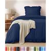 Utopia Bedding Copripiumino a Volant Singolo - Copripiumino in microfibra 135x200 cm + Federa 80x80 cm - Blu Navy