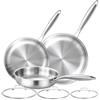 DELARLOCHEF Combinazione di 3 Padelle Trilamina con 3 Coperchi - Cottura Rapida ed Uniforme - Padelle ad Induzione Economiche in Energia