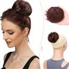 XFSRG Extension Coda di Cavallo Chignon Finger Piece di Capelli Sintetici Lisci Chignon Tratto Capelli Naturale Accessori per Capelli Elastici per Donne (Marrone scuro)