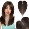 Silk-co Hair Topper Donna Capelli Veri Umani Extension Toupet Clip Fatto a Mano Base 8x11cm, 30 cm 16g, Marrone Scuro
