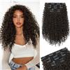 Sofeiyan 5 Pezzi Curly Extension Capelli a Clip,40 cm Kinky Clip In Estensioni per Infoltire i Capelli, Posticci Clip-on Ricci in Stile Afro per Donne,Marrone Cioccolato Scuro