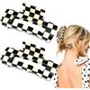 AddLotLot 2 fermagli per capelli a scacchi, quadrati, graziosi, antiscivolo, resistenti, rettangolari, multicolore, motivo scozzese vintage