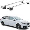 OMAC Barre Portatutto Alluminio TÜV geprüft per Peugeot 308 II Station Wagon 2013-2021 - per Rail Tetto Integrati - T Nut - Max 100 kg - 2 Schlösser Argento