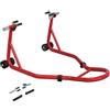 HOMCOM Cavalletto Anteriore Moto 200 kg 18/17/10 Rosso | Cavalletto moto, tappeto antiscivolo, perno regolabile, adattatori per bobine del forcellone
