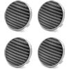 Ysbxitu 4 x 61 mm coprimozzo per coprimozzo compatibile con Audi - coprimozzo auto - Mozzo ricambio antipolvere e impermeabile - Fibra di carbonio argento per accessori auto