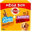 Pedigree Mega Box - Deliziosi per cani Multipack con 24 Rodeo Duos sapore di pollo e pancetta e 4 jumbone manzo e pollame, 780 g.