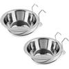 Durlo 2 ciotole per animali domestici da appendere, in acciaio inox, con ganci per gabbie per uccelli, gabbia per cani, gatti, pappagalli, uccelli, conigli (16,5 cm)
