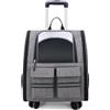 Kommodum - Trasportino Gatto con Ruote, Trasportino da Viaggio per Cane, Zaino Trolley Porta Animali, Borsa Traspirante con Carrello Pieghevole Portatile, per Cani Piccoli Gatti Medi (GRIGIO)