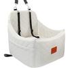 INDYBUD Seggiolino auto per cani fino a 15,9 kg, di taglia piccola e media, con cinghie regolabili e fondo antiscivolo, completamente rimovibile e lavabile, con 2 tasche portaoggetti (beige, medio)