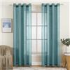MIULEE Tende Lino Trasparenti Blu Acciaio con Occhielli, 2 Pannelli 140L x 245A cm - Tende Soggiorno & Camera da Letto Filtranti Luce per Interni