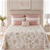 Clara Home Milano - Copriletto Matrimoniale in Piquet Pregiato, Fantasia Floreale e Geometrica, Misure Maxi, Coperta Letto Estiva Leggera e Traspirante (Alice Beige)