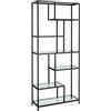 VASAGLE Libreria Scaffale, Libreria Verticale a 6 Ripiani, Porta Piante, 30 x 80 x 180 cm, Vetro Temperato, Studio Soggiorno Camera da Letto Cucina, Nero Semplice LGT502B61