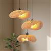 Schindora Lampadario Retrò In Bambù,Cappello E27 Lampadari Soggiorno Moderno Creatività Intreccio Di 3-Luce Per Camera Da Letto, Cucina, Sala Da Pranzo, Ristorante