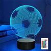 MOUJUCHI Luce notturna a forma di pallone da calcio, illusione 3D, 16 colori che cambiano con telecomando per bambini e ragazzi