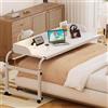 GLHKFBD Tavolo sopra il letto su 4 ruote richiudibile, scrivania mobile per la cura del computer portatile, regolabile in altezza da 65 a 95 cm, larghezza regolabile da 115 a 210 cm, per camera da letto