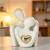 Norhogo Coppia romantica statua, piccolo scaffale ornamenti per soggiorno, statuetta decorativa coppia bianca a forma di cuore, statuetta in ceramica, statua astratta d'amore, regali per matrimonio