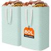 Lifewit Cesto Portabiancheria, Grande Cesta Portabiancheria Pieghevole con Manici Allungati, Portabiancheria Sporca, Laundry Basket per Vestiti, Asciugamani, Coperte, Blu Verde, 80 L, Set di 2