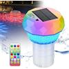 BORDEAG Luci Galleggianti Per Piscina,7 Colori Luce Solare Per Piscina Con Telecomando,Termometro,Scatola Di Disinfezione,Luce Galleggiante Per Piscina,Illuminazione Per Piscina Per Piscina,Giardino,Stagno