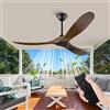 Uaikiea 132 cm Ventilatore da Soffitto senza Luce, Ventilatore a Soffitto Legno con 3 Pale, Silenzioso Reversible Motore DC, 6 Velocità, Timer, Ventilatori da Soffitto per Esterno Interni