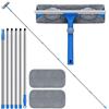 Mitclear Lavavetri Telescopico con Manico Lungo 475cm, Pulire Vetri Esterni | Tergivetro Silicone e Spazzola in Microfibra, Kit per Pulizia dei Finestre Alte, Bagno, Doccia, Auto, Vetro e Superfici