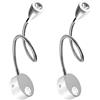 LEDMO Lampada led da Lettura con 360° Braccio Flessibile 2 Pezzi, AC 85-265V 3W in Alluminio(Bianco Caldo)
