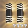 Klighten LED Lampada da esterno,2 Pezzi Applique da esterno GU10 Up Down 3000K bianco caldo | IP65 Applique per interni/esterni, balcone, giardino, garage e corridoio|Nero