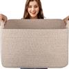 Esteopt Cesto portaoggetti pieghevole extra large da 65 l, con manici, in tessuto resistente, per giocattoli, coperte, vestiti stagionali, design pieghevole salvaspazio (55 x 38 x 30 cm) (lino)