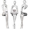 XINXUAN, Statue decorative per la casa, per libreria moderna e decorazione da scrivania, set da 3 pezzi, colore argento