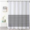 Bovlleetd Bianco e Nero Nappa Tenda da Doccia Boho Moderna Fattoria Tenda da Bagno Geometrico Tessuto a Righe Tenda da Doccia con Nappe per Bagno Home Decor 153x183cm (YJY01009-L2)