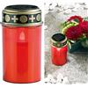 Pearl Candle Lights - Lampada per Tomba: Luce LED Solare per cimitero, con Luce Continua, Candlelight-LED, Pannello Solare (da Tomba con sensore crepuscolare, Lampada da eterna, Fiamma)