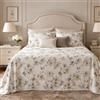 Clara Home Milano - Copriletto Matrimoniale in Piquet Pregiato, Fantasia Floreale e Geometrica, Misure Maxi, Coperta Letto Estiva Leggera e Traspirante (Soave Grigio)