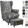 Alishomtll Rivestimento per poltrona, 3 pezzi, con pouf, elasticizzato, coprisedia da spiaggia, tigre, con bracciolo, schienale alto, universale (grigio oro)