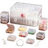 PENRUNKA 60Pcs Scatole Plastica Piccole Trasparente con Coperchio+2 Grande Scatola Contenitore, Scatoline Organizer Riutilizzabile Multifunzionale per Storage Perline, Gioielli, Artigianato e Piccoli Accessori