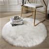 HEQUN Tappeto di Pecora, Pelliccia Sintetica Decorativa Soffice Imitazione Tappeto Longhair Effetto Pelliccia Divano Letto (90x90cm, Bianco)