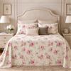Clara Home Milano - Copriletto Matrimoniale in Piquet Pregiato, Fantasia Floreale e Geometrica, Misure Maxi, Coperta Letto Estiva Leggera e Traspirante (Soave Rosa)