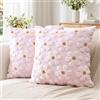 Artscope 2 Pezzi Primavera Estate Federe in Lana Corta Velluto Copricuscini Morbido Decorativo Fodere per Cuscino Lusso Stile per Divano Camera da Letto Fiori Rosa 50x50 cm