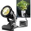 Jonuin Faretto LED a Morsetto, 7W COB Spot con Interruttore Impermeabile, Cavo 3m & Spina EU, IP65 Resistente all'Acqua, Illuminazione Interno Esterno per Piante, Giardino, Terrazza(Bianco Caldo)