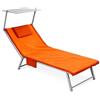 Intimitaly Telo Lettino Mare in Microfibra, 190x70 cm, con Cuscino Gonfiabile Integrato, Tasche Laterali ed Elastici agli Angoli, Asciugatura Rapida (Arancione)