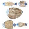 Putuo Decor Set di 5 decorazioni da parete a forma di pesce, effetto legno, blu naturale, stile marittimo, decorazione per bagno, ospiti, WC, corridoio, cucina, mare da parete in stile vintage